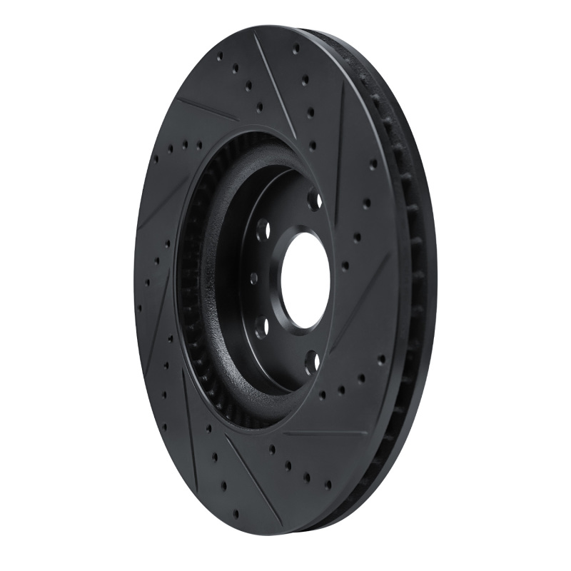 Buick Regal Brake Rotor (1) - Front Left - R1 Concepts - Drilled & Slotted - Black - `13-`19